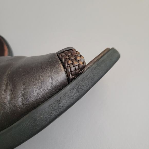 Cole Haan Cassidy Leather Slip On Slides Dark Brown VTG 90s Chunky Heel 10.5 - Picture 11 of 11